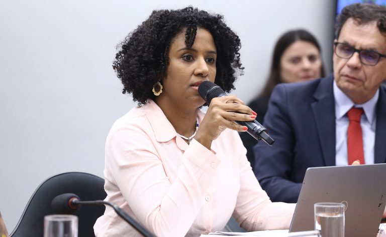 Audiência Pública Interativa - Impactos do marco temporal para os povos indígenas. Presidente do Conselho Nacional de Direitos Humanos (CNDH), Charlene Borges
