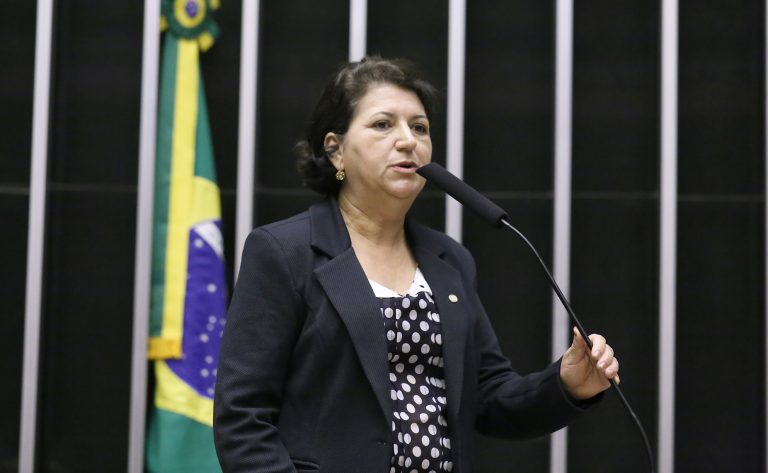 Deputada Lenir de Assis fala ao microfone