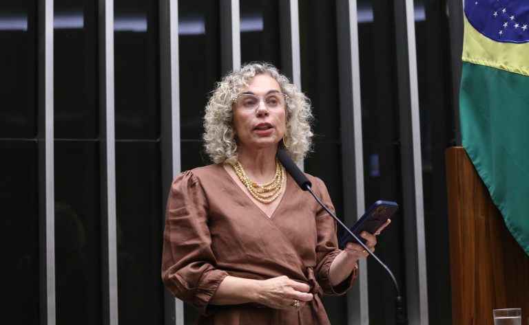 Deputada Ana Paula Lima fala ao microfone