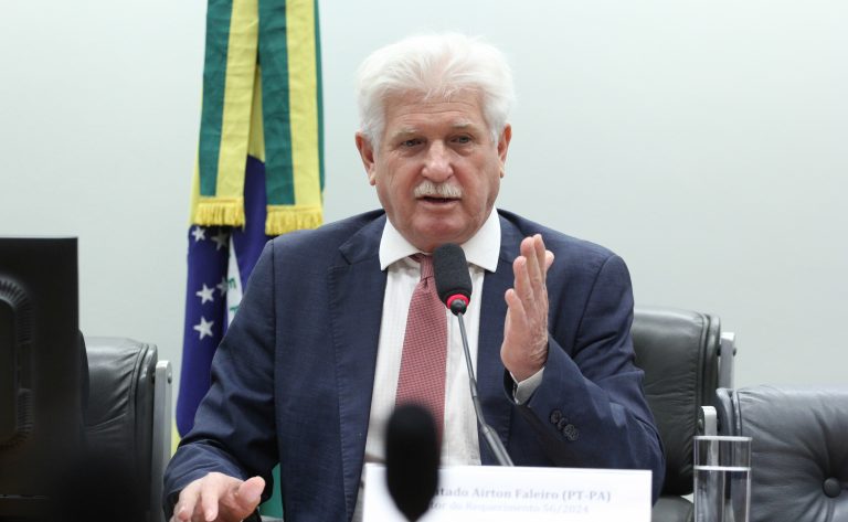 Deputado Airton Faleiro fala ao microfone