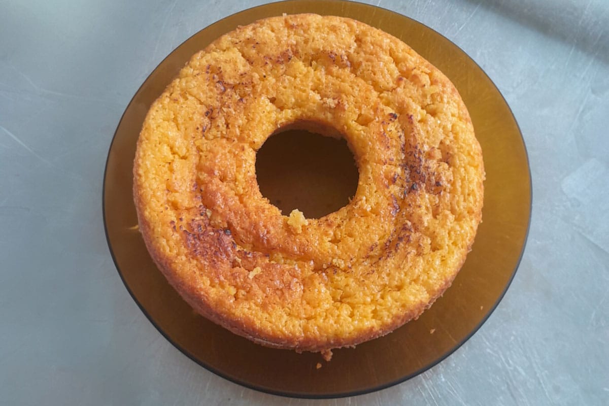 Bolo de milho feito na Etec José Martimiano da Silva