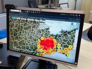 mapa com indicações coloridas