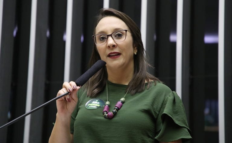 Deputada Renata Abreu fala ao microfone