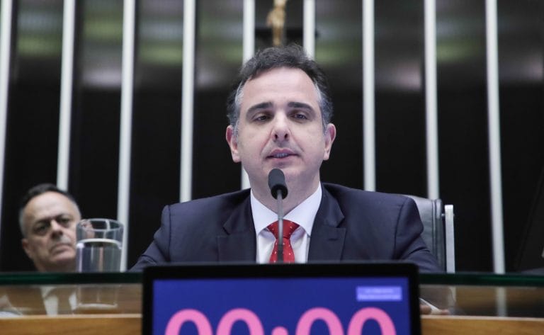 Sessão destinada à deliberação de vetos e eleição complementar do Conselho de Comunicação Social do Congresso Nacional. Presidente do Senado Federal, Rodrigo Pacheco.