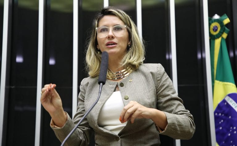 Deputada Loreny fala ao microfone