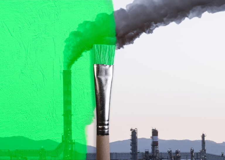 Montagem mostra poluição sendo pintada de verde