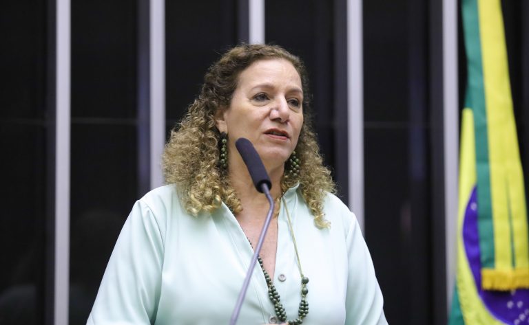 Deputada Jandira Feghali fala ao microfone