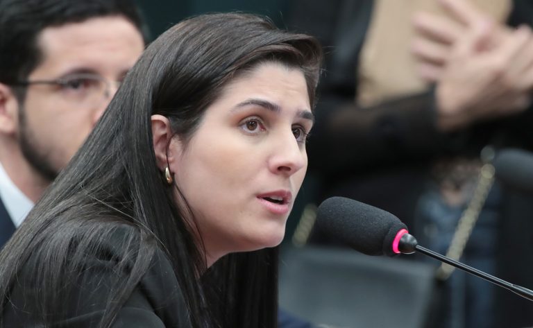 Deputada Chris Tonietto fala ao microfone