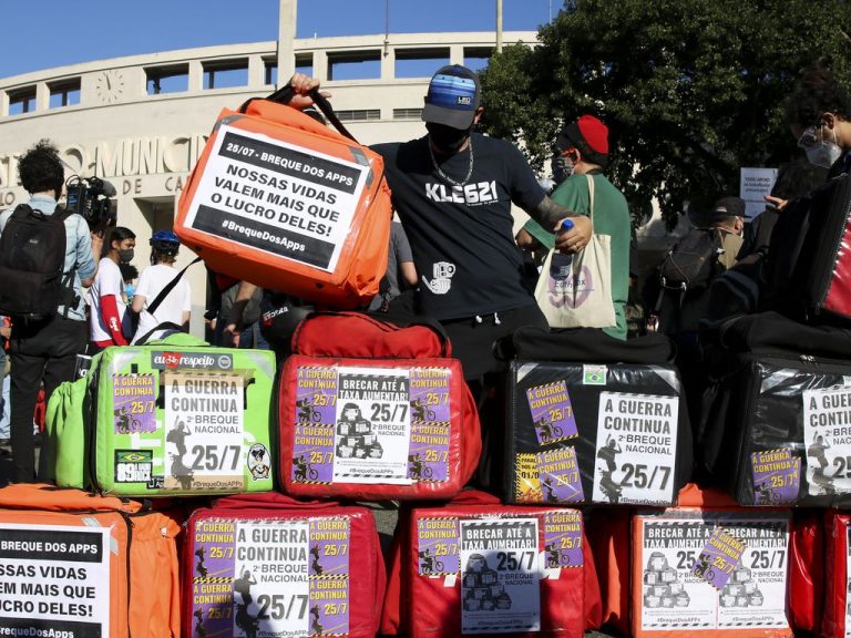 Trabalho - geral - reivindicações entregadores aplicativos delivery protestos manifestações trabalhadores (São Paulo-SP)