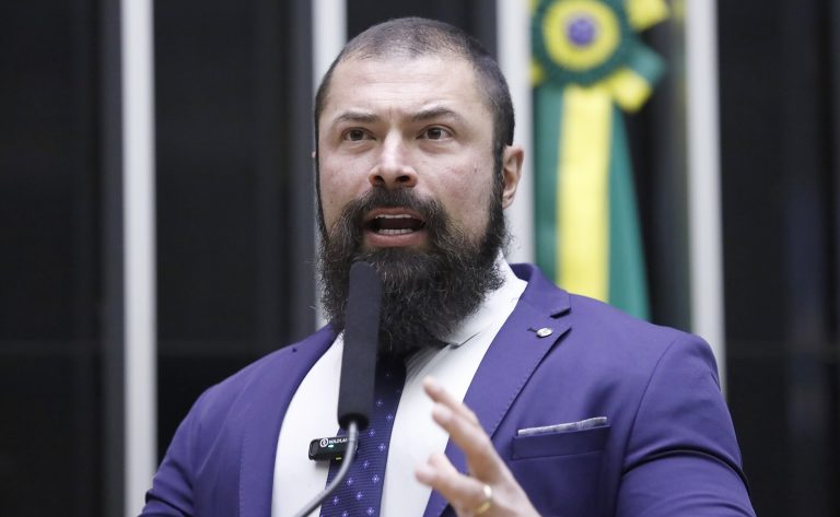 Deputado Delegado Paulo Bilynskyj fala ao microfone