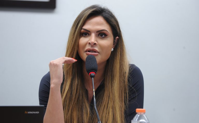 Deputada Silvye Alves fala ao microfone