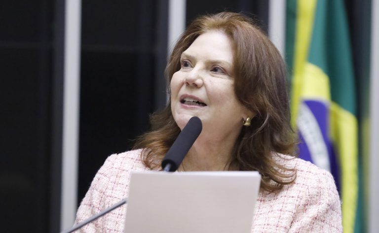 Deputada Fernanda Pessoa fala ao microfone