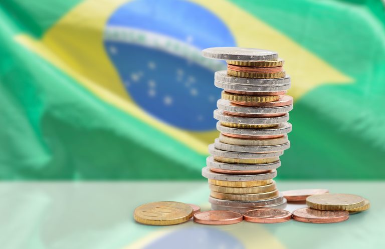 Ilustração que representa a Economia do Brasil - Moedas