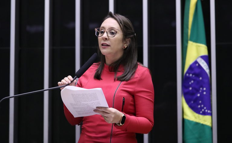 Deputada Renata Abreu fala ao microfone