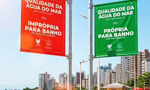 Cetesb atualiza bandeiras que mostram se as praias são próprias para banho no litoral paulista