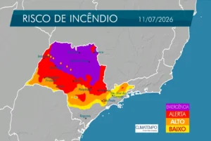 Defesa Civil emite alerta de emergência para incêndios no interior de São Paulo durante o feriado